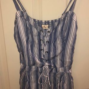 Hollister blue and white stripped romper